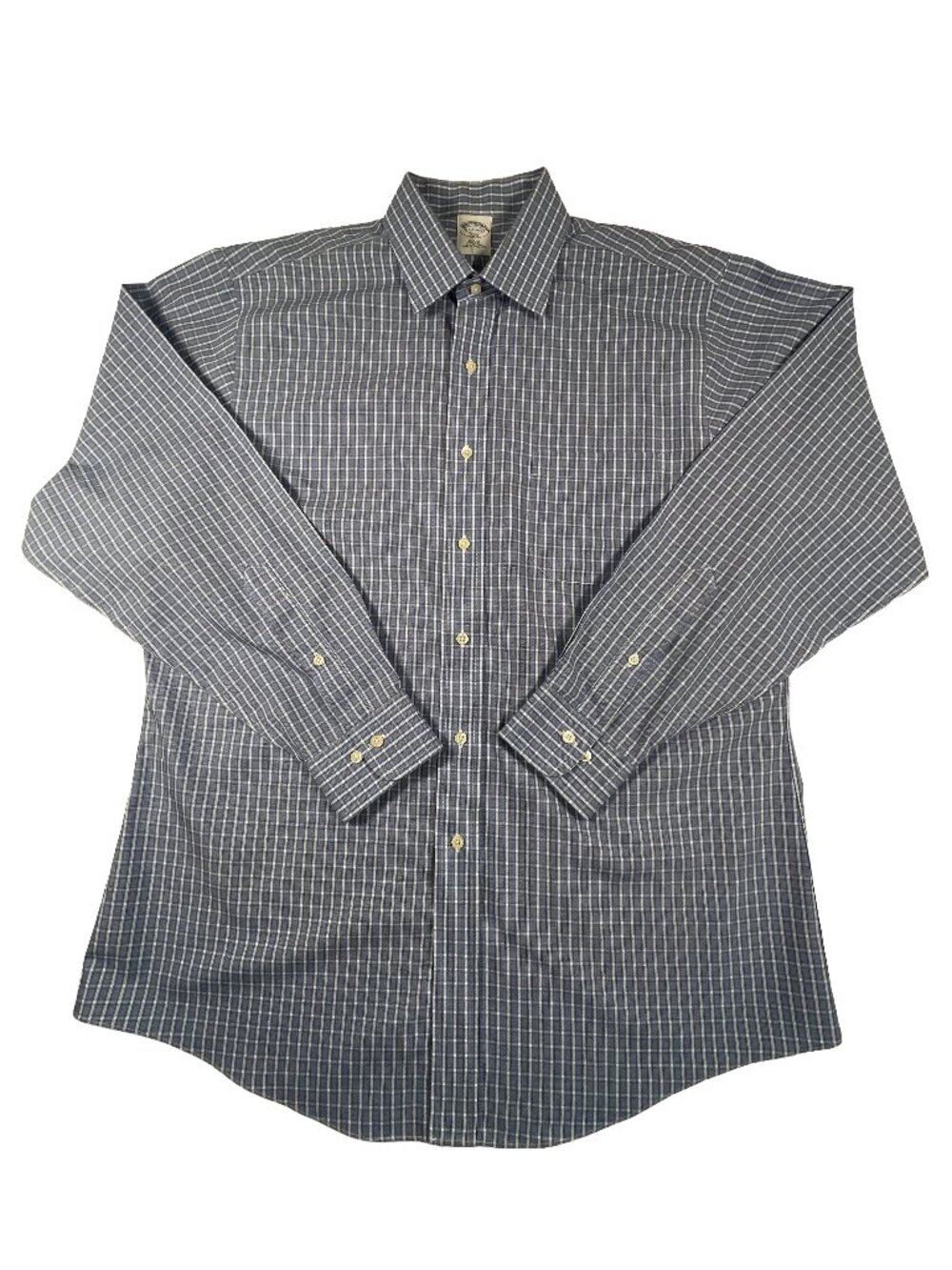 Brooks Brothers 346 Slim Fit Non-Iron Blue Plaid Dress Shirt 16.5 4/5